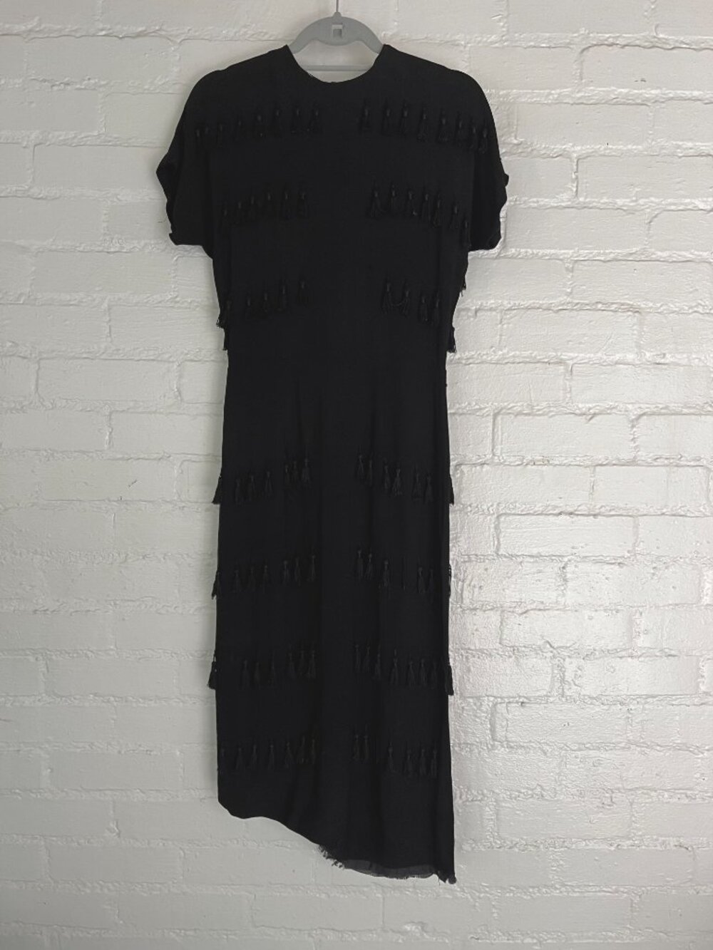 A Mil-Jay Original Vintage 1940s Cocktail Party Dress Black with Fringe Tassels